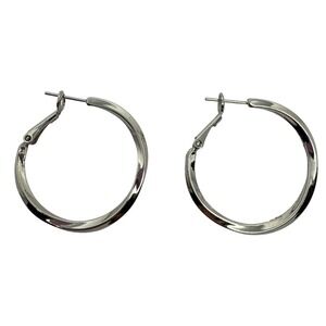 Y2K‎ Heavy Silver Tone Hoop Earrings Women's Jewelry Classic Minimalist Style